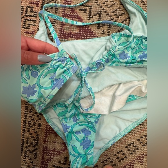Vineyard Vines Girls Two Piece Bikini Swimsuit Green and Teal Floral - Picture 6 of 6
